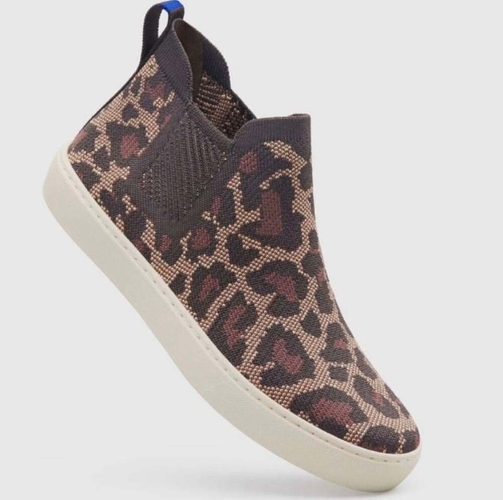 Rothy's The Chelsea Wildcat Leopard Print Booties Sneakers 9.5